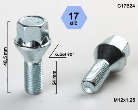 Kolový šroub M12x1,25 L24mm kužel/17klíč C17B24